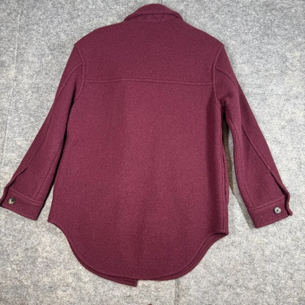 Wilfred Free The Ganna Burgundy Merino Wool Shirt Jacket XS Cozy Shacket
